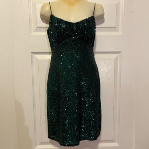 Lovely Day Strapless Green Sequin Dress